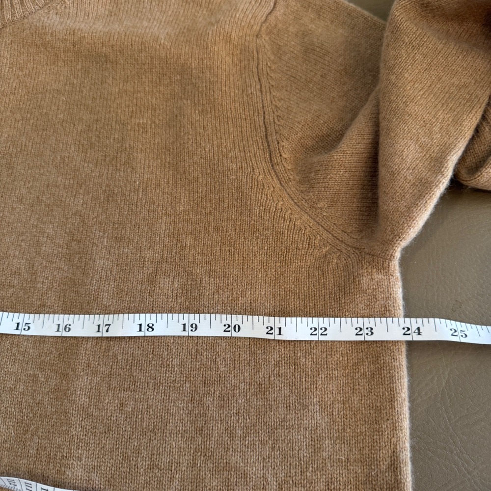 Lands End Mens Lambs Wool Cashmere 1/4 Zip Mock Neck Sweater Tan Luxury Large - Picture 4 of 8